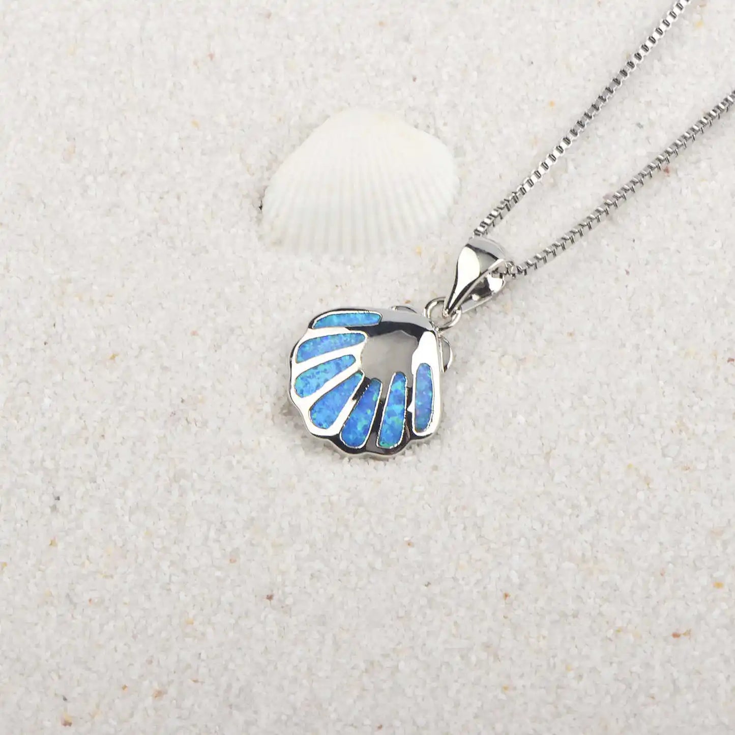 Trendy Aobao Blue Opal Animal Shape Christian Silver Plated Minimalist Necklace European American Style Sweater Chain Gift Women