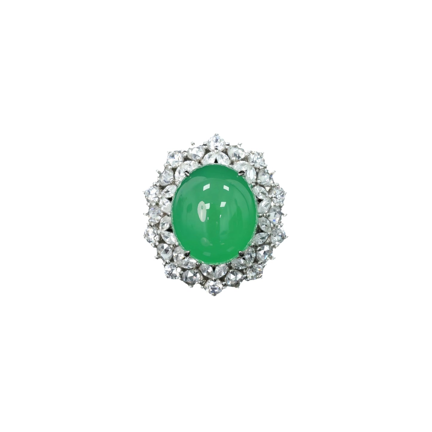 MUSHAN Jewelry Factory S 925 Sterling Silver Ring Luxury High Carbon Diamond Wedding Band 12mm Ice Green Jade Rings for Women