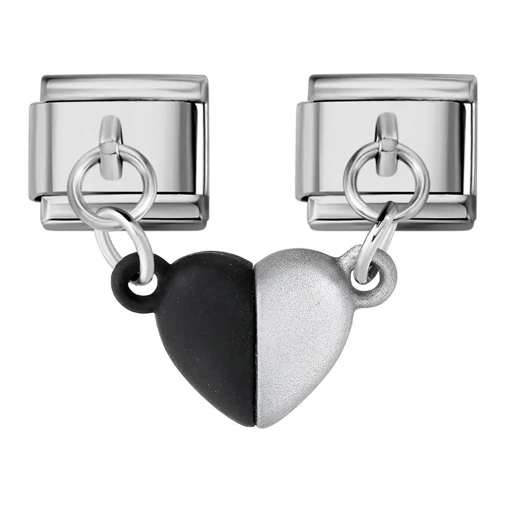 New Fashion Heart Magnetic Attraction Removable Pendant Link Fit 9mm Stainless Steel Italian Charm Bracelet Jewelry DIY Making