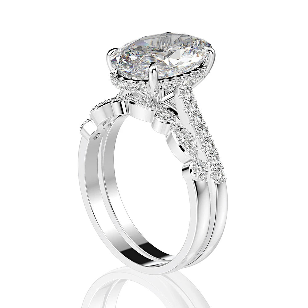 MUSHAN Jewelry Factory 4 Carat High Carbon Diamond Ring for Couples Wedding in Europe and America 9*13mm Ice Flower Cut