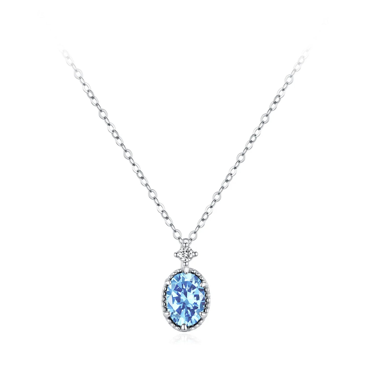 925 Sterling Silver Dreamy Ocean Heart Water Blue Diamond Necklace Earrings Advanced Design Jewelry Set Gift Set