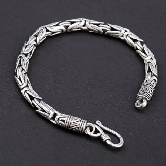 REBEL VIKING Byzantine Dragon Eye Bracelet – 925 Sterling Silver Natural Stone Classic Chain