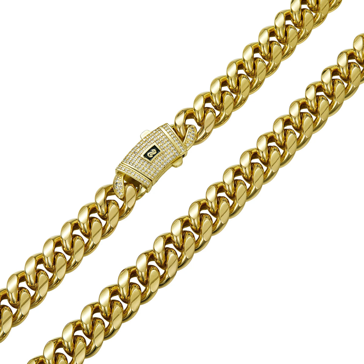 S&S Hip Hop Hot Design Stainless Steel 14K Gold Plated Zircon Monaco Chain 6/8/10/12/14/16mm Miami Cuban Link Chain for Women Men