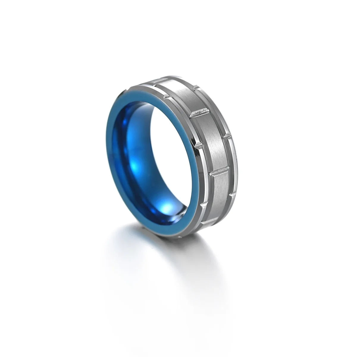 Men's Classic Blue and Steel Tungsten Gemstone Ring Third Party Certified for Engagement