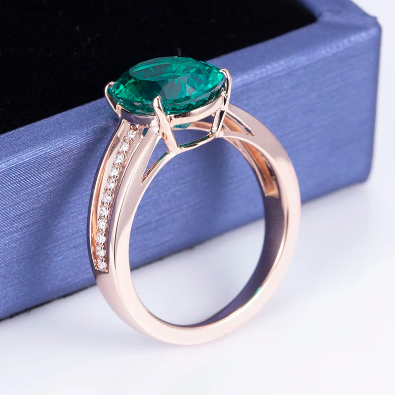 MS-583 18k Gold Custom  Women  Fashion 9*11mm Oval Cut Emerald Ring