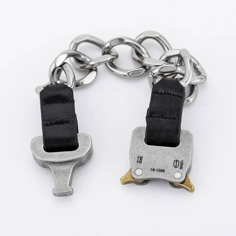REBEL VIKING Motorcycle Safety Buckle Chain Bracelet – Stainless Steel Silver