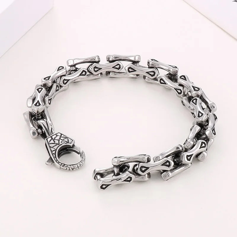 REBEL Trendy Fine Jewelry Fashion Bracelets Stainless Steel Skull Mens Links Bracelet