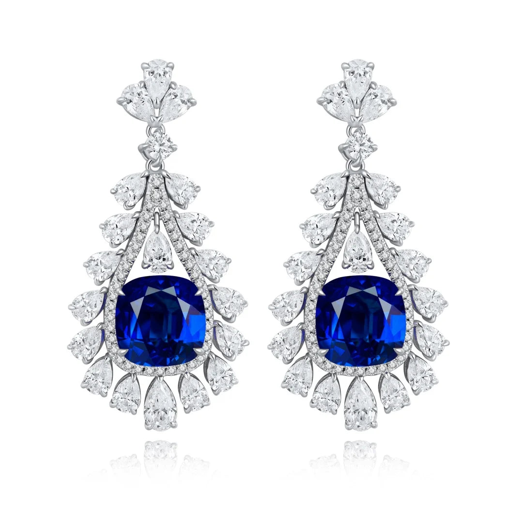 Gemfiori 925 Sterling Silver Earrings Lab Grown Emerald Drop Earrings for Women Vintage Jewelry Gift Idea for Her Wedding Party