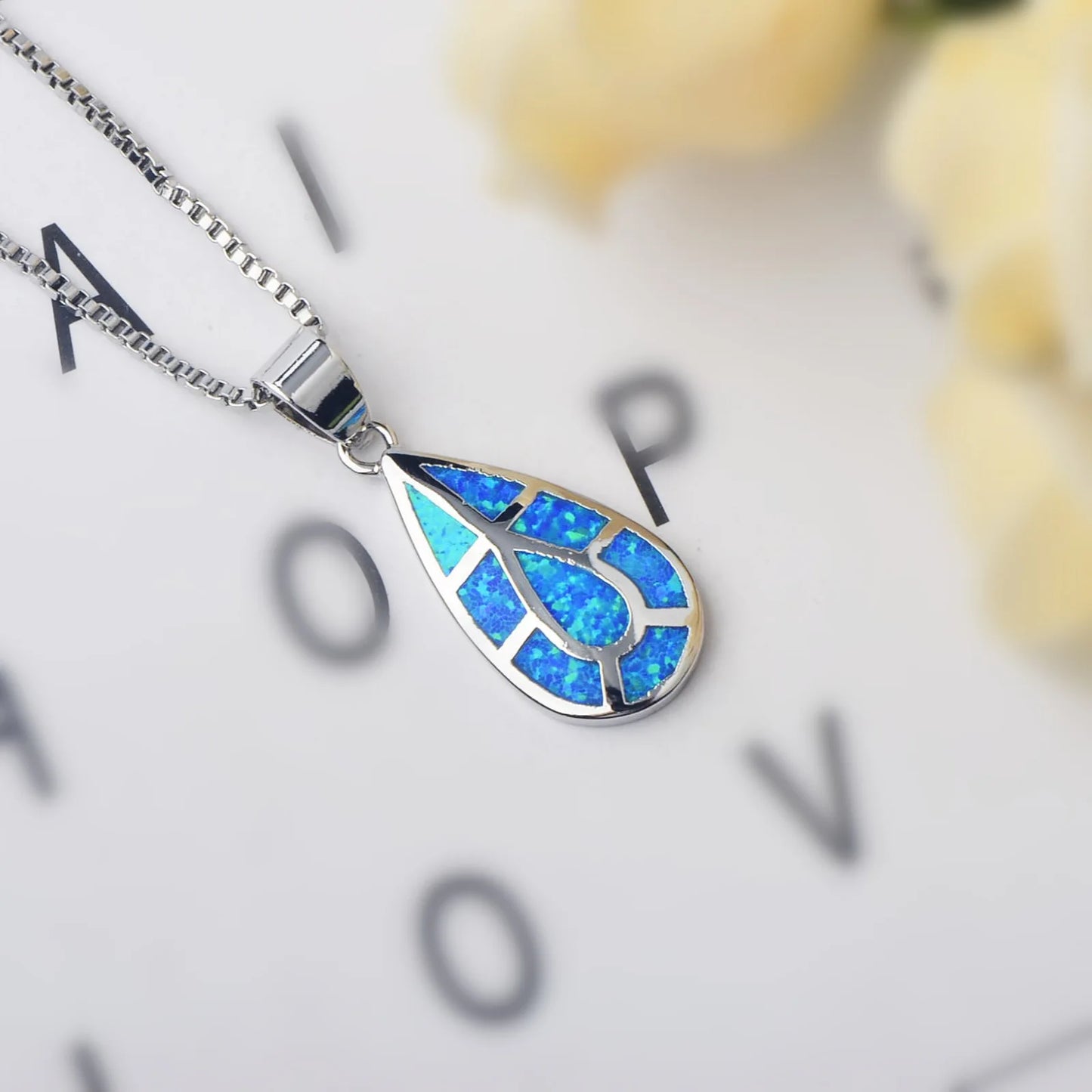 Hot Sale Ins TikTok Opal Pendant | Wholesale Water Drop Shaped Gemstone Jewelry for Fashion Brand