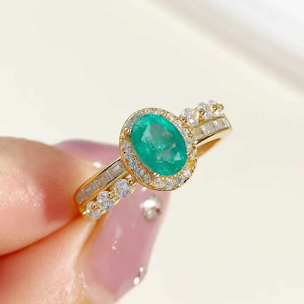 Gioiellieri Natural Emerald Ring for Engagement with 925 Sterling Silver May Birthstone Green Gemstone Fine Jewelry Luxury Anniversary