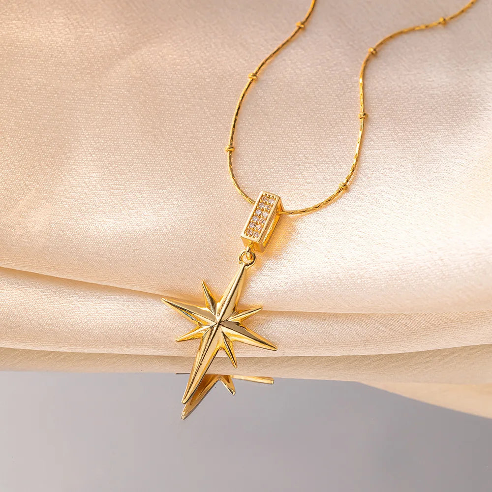 Polaris Copper Bamboo Necklace Women Non-fading Premium Feel Featuring Micro-paved Zircon Pendant Niche High-end Clavicle Design
