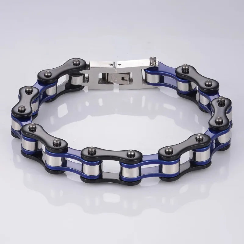 REBEL Stainless Steel Punk Style Geometric Chain Link Bracelet Rock Roll Motorcycle Bicycle Styles Matte Finis