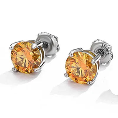 ArtistA Factory Multi-Carat Round Brilliant Moissanite Martini-Set S925 Silver Sleek Sophistication Gender-Fluid Solitaire Stud Earrings