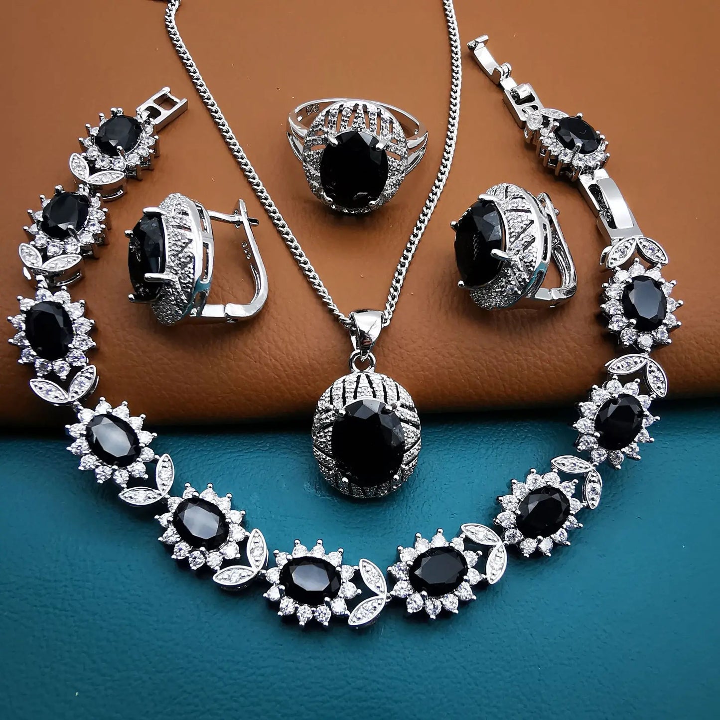 South Indian Wedding Fashion Tanzanian Crystal Zircon Jewelry Bridal Necklace Sets Nalloy Multistrand Necklace for Women Indian