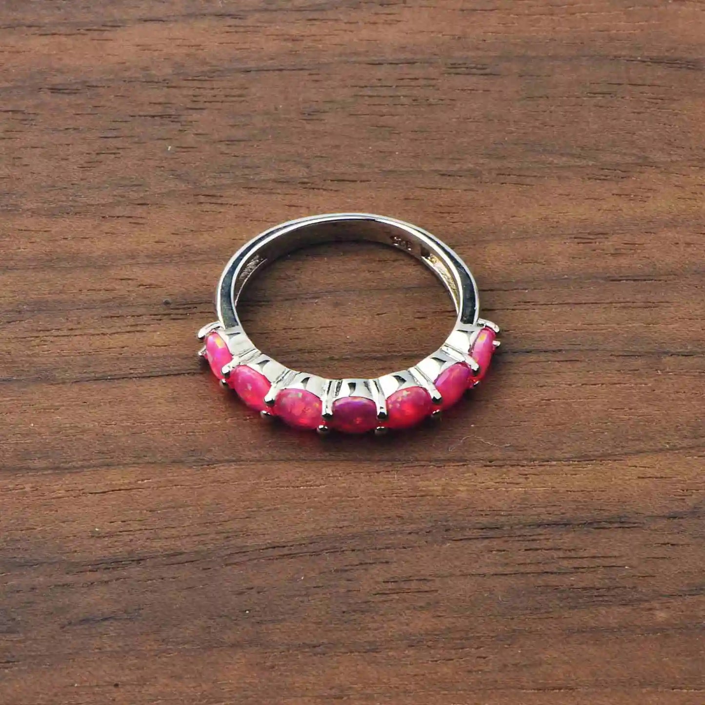 Elegant Circle Diamond Design Opal Promise Ring - Iridescent Opal & CZ Paved Band | Romantic Daily Jewelry Bulk Gifts