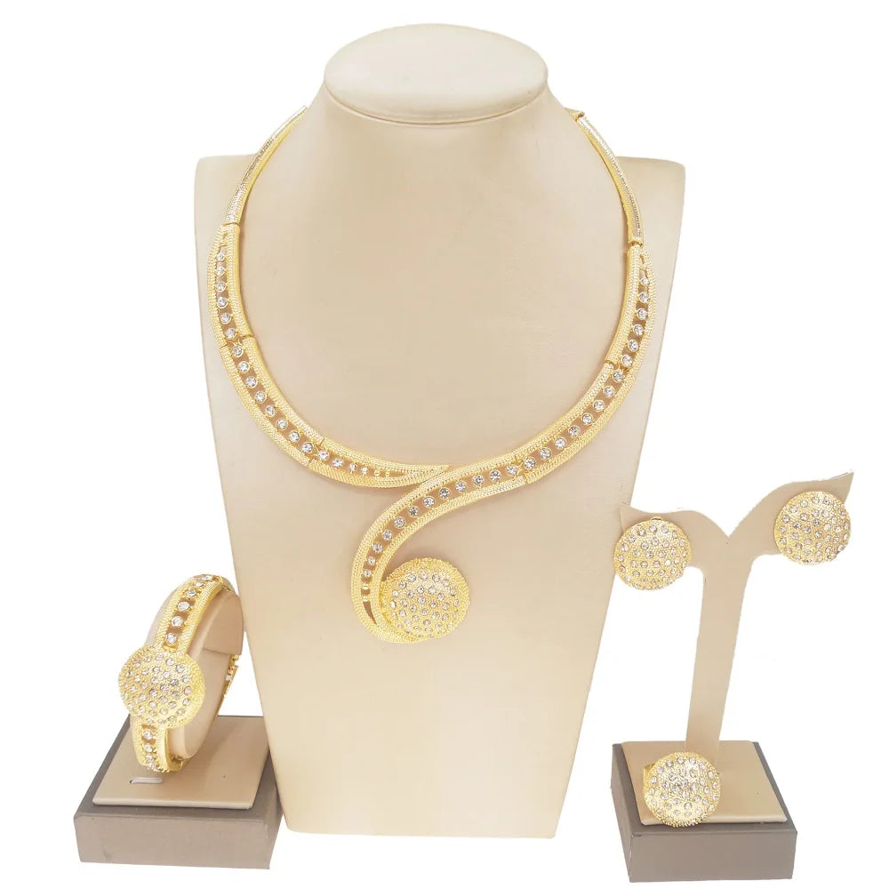 Zhuerrui Italian Gold Plated Jewelry Sets High Quality Brazilian Gold Jewelry Set Necklace Bracelet Chain Jewelry Set HC10022
