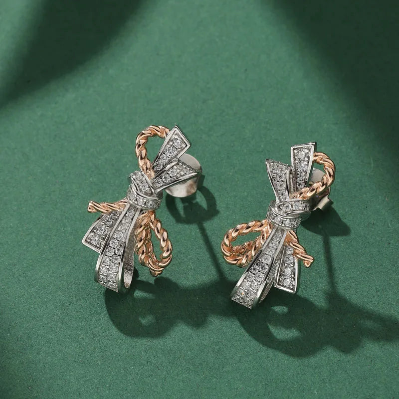 Factory Supply Fashion Bow Tassel Palaiba Zircon Large Earrings Necklace Ring Party Wedding Jewelry Set