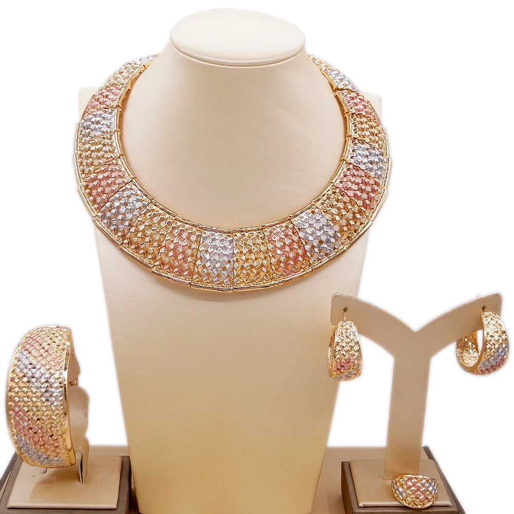 Zhuerrui Italy Brazil Gold Jewelry Set Fashion Vintage 24K High Quality Jewelry Sets Designer Wedding Party Jewelry HC20120514