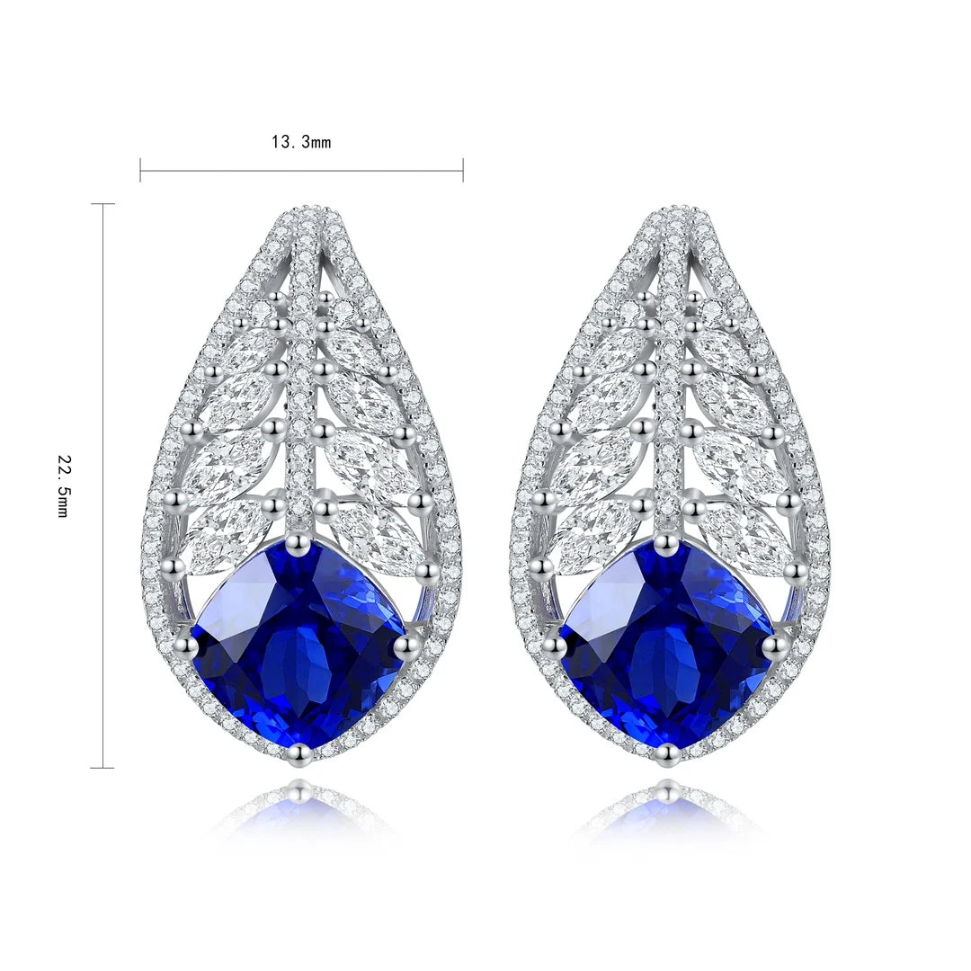 Gemfiori Anster High Quality S925 Lab Grown Sapphire Earring Stud Dainty Gemstone Stud Earrings for Women Daily Wear Gift