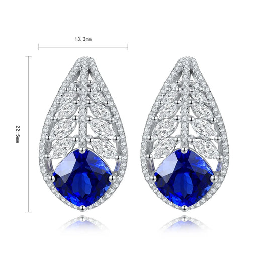 Gemfiori Anster High Quality S925 Lab Grown Sapphire Earring Stud Dainty Gemstone Stud Earrings for Women Daily Wear Gift