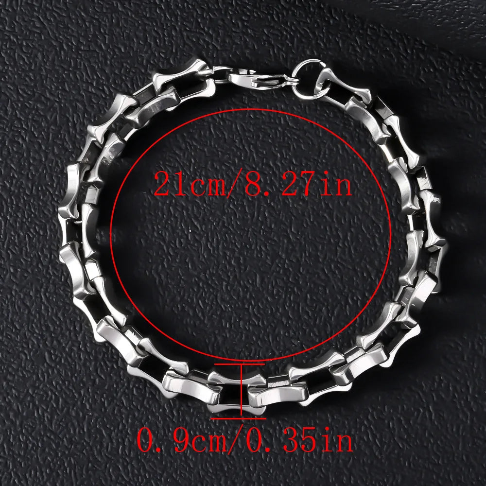 REBEL Stainless Steel Men's Minimalist Bold Punk-Inspired Premium Cuban-Link Chain Bracelet-Gift Jewelry