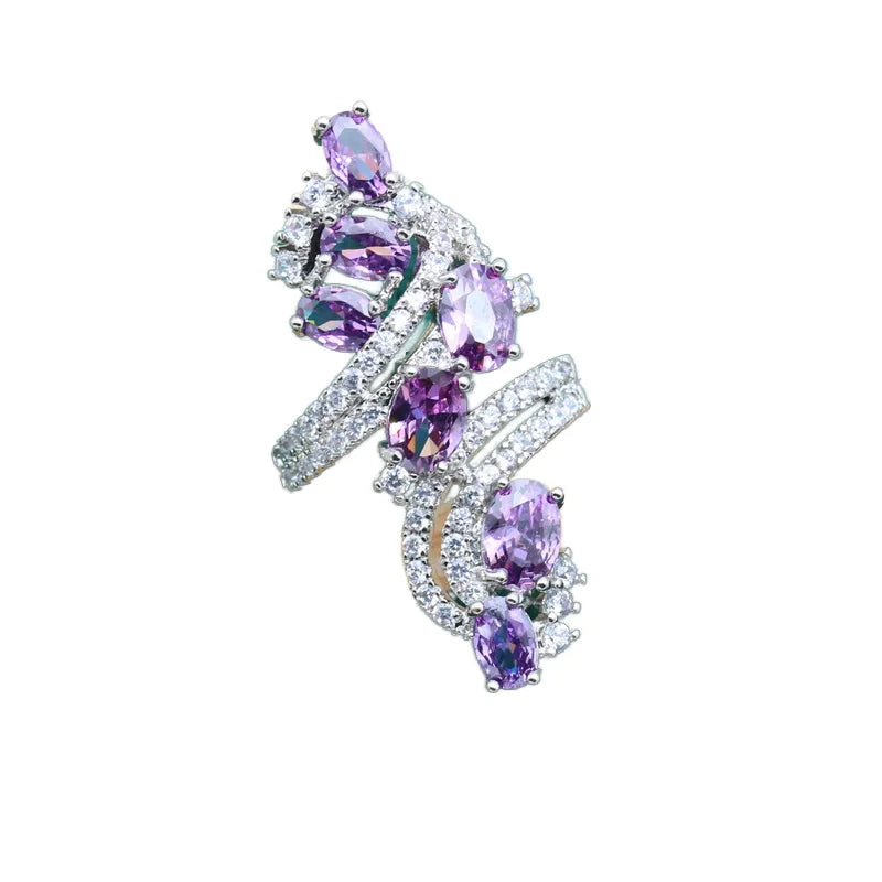 XOTICA Women's Custom Silver Crystal Ring Classic Wedding and Party Jewelry Purple for Engagement and Other Occasions- Rings