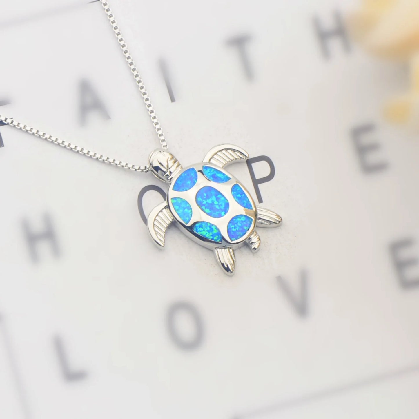 Ocean Theme Turtle Necklace Aobao Opal Inlaid Starfish Detail Fashion Jewelry