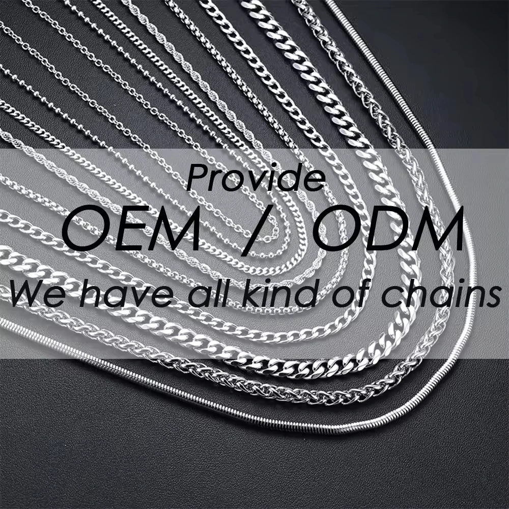 Wholesale Men Women Miami Cuban Real Gold Filled Necklace Rope Figaro Snake Fashion Jewelry Stainless Steel Cuban Link Chain