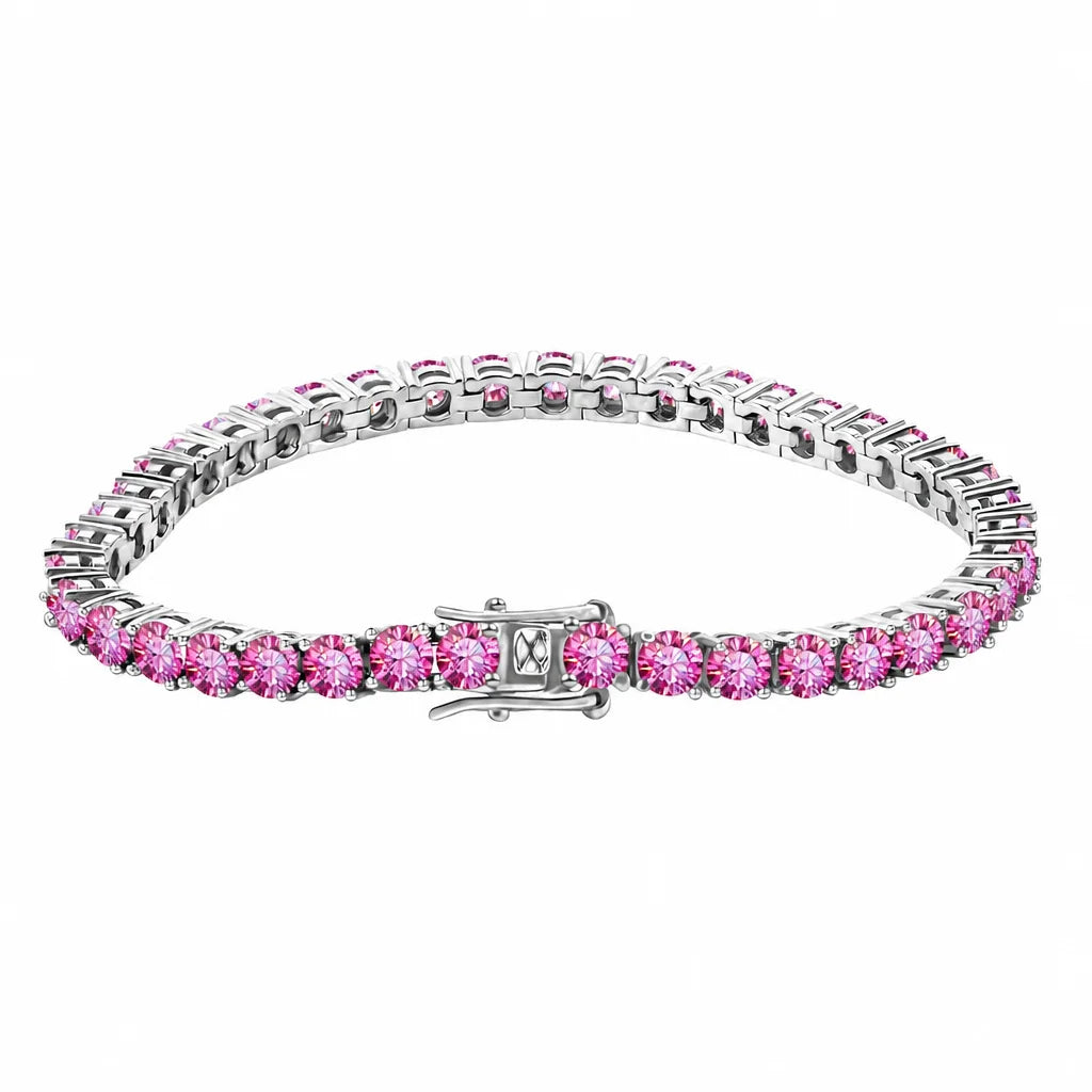 BiG-BOSS Iced Out Colorful Moissanite Tennis Chain 925 Silver Bracelet D VVS1 Rainbow Hip Hop Jewelry GRA Certified Pass Diamond Tester