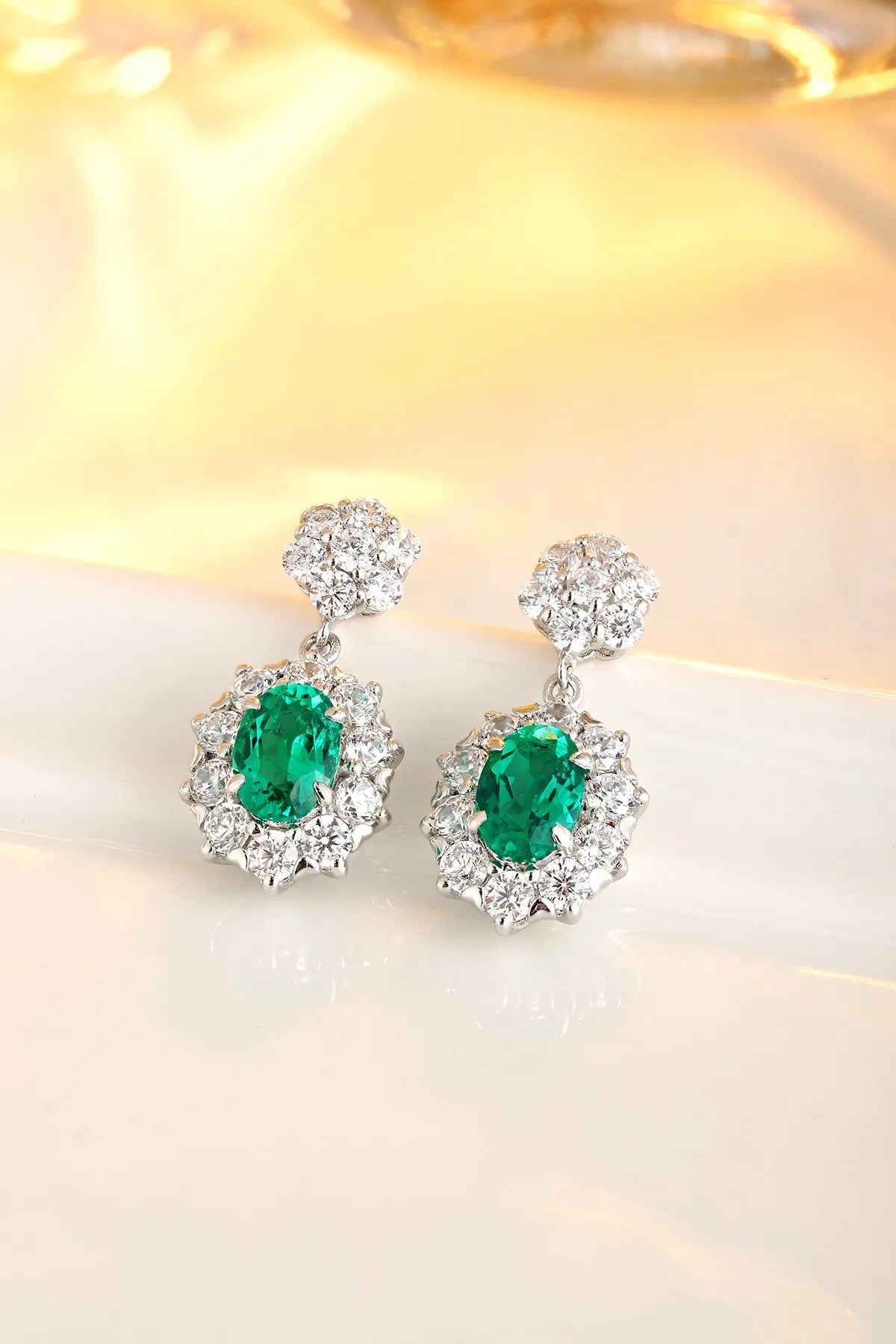 Gemfiori Anster High Quality S925 Lab Grown Emerald Earring Stud Dainty Gemstone Stud Earrings for Women Daily Wear Gift