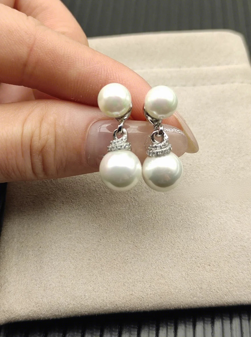 FASHIONISTA DY High-Quality Silver-Plated Pearl and Diamond Earrings. Gold-Plated Pearl Earrings. Jewelry .