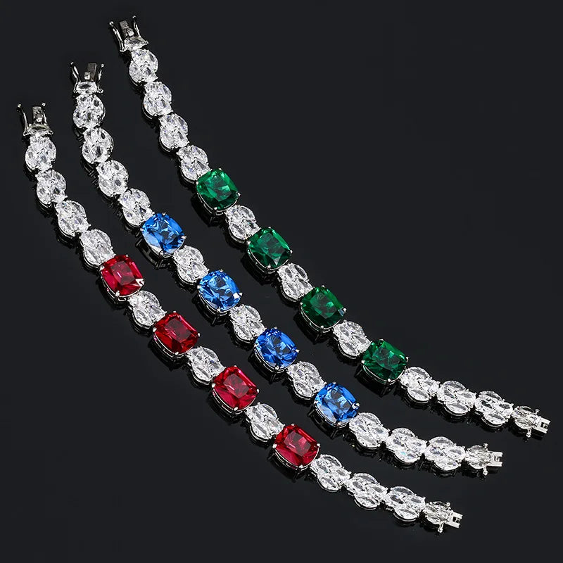 Vintage Style ZIRCON Bracelet for Women Retro 10x12mm Main Stone Oval Cut Sparkling CZ Luxury Jewelry