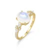 ArtistA Abiding 925 Sterling Silver Round Oval Pear Milky Blue Moonstone Rings Cluster Halo Engagement Ring Stackable Band for Women