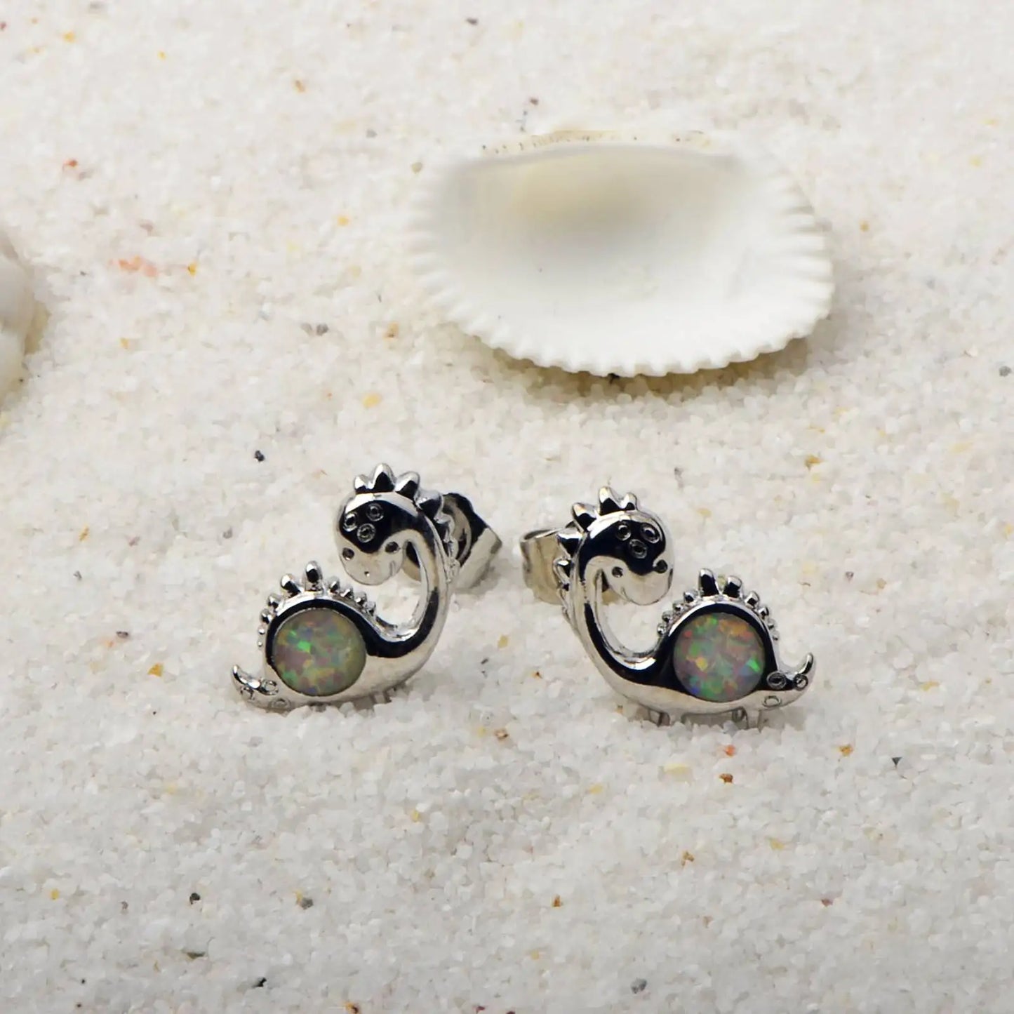 Aobao Style Dinosaur Jewelry Opal Studs Cute Girls' Gem Jewelry