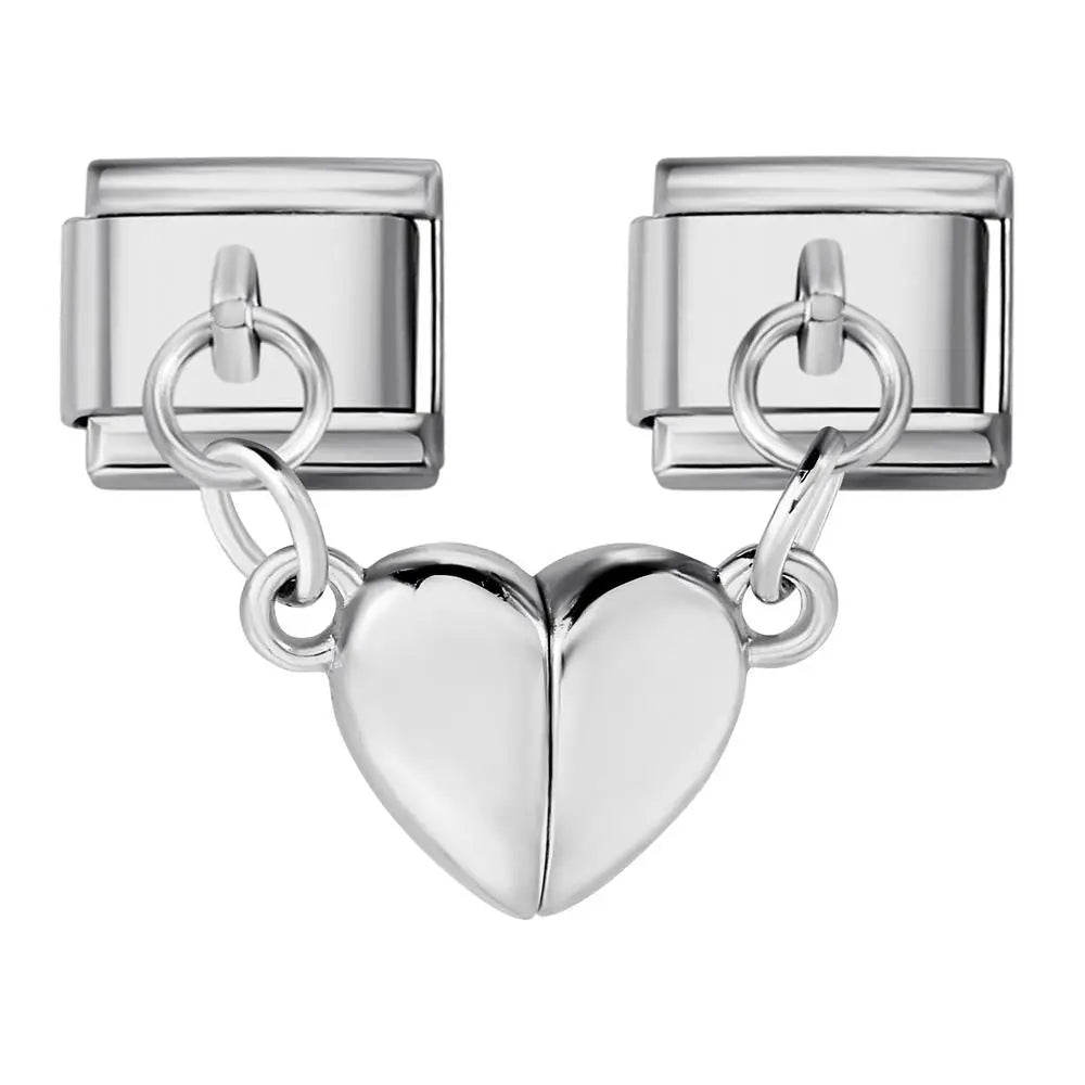 New Fashion Heart Magnetic Attraction Removable Pendant Link Fit 9mm Stainless Steel Italian Charm Bracelet Jewelry DIY Making