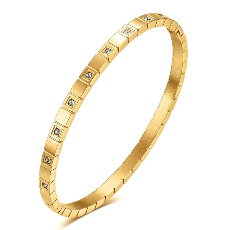 Classic womens accessories inlaid with colorful zircon stainless steel jewelry 18K gold-plated Indian bracelet