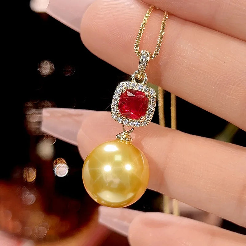 Gemfiori High Quality Luxury Jewelrygolden Pearl Pendant High-end Set for Brides,wedding Rings and Holiday Gifts