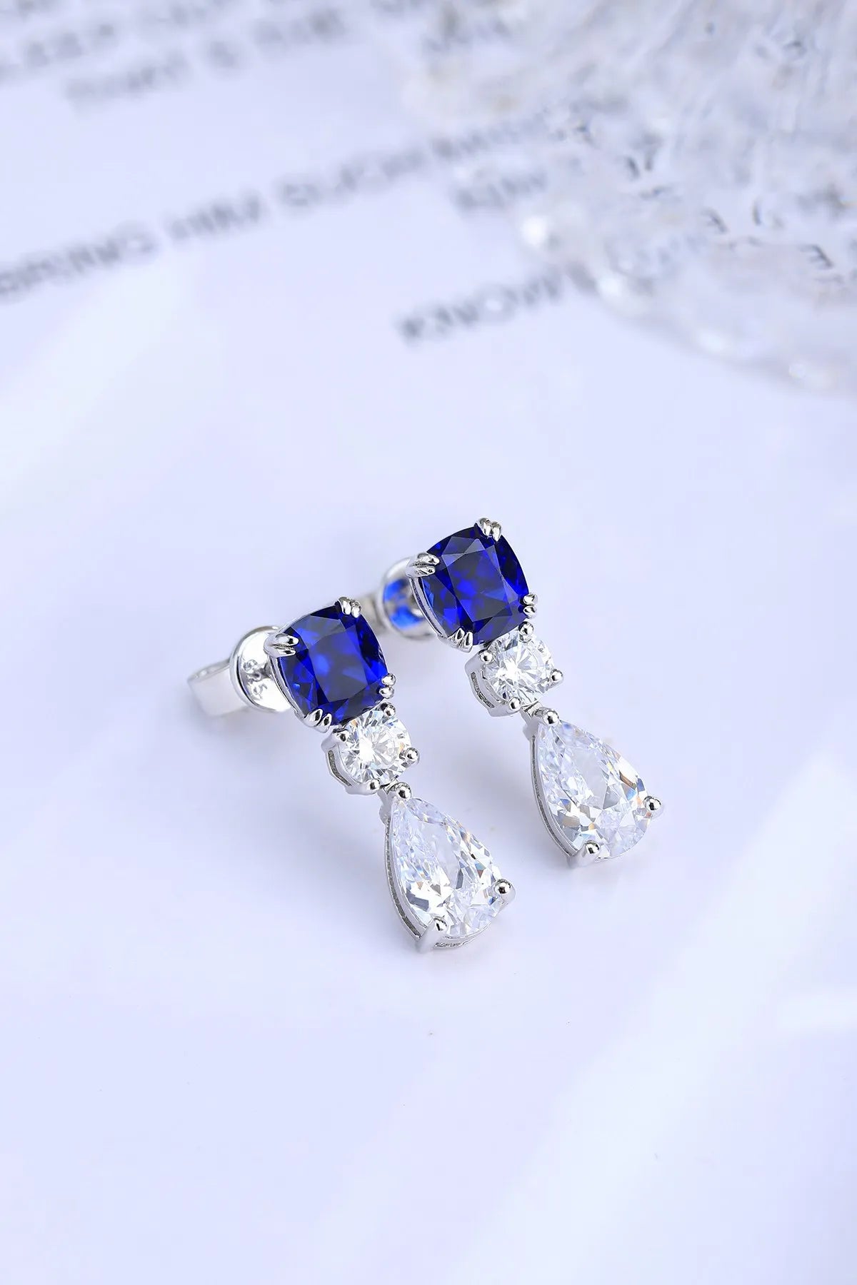 Gemfiori Anster High Quality S925 Lab Grown Sapphire Earring Stud Dainty Gemstone Stud Earrings for Women Daily Wear Gift
