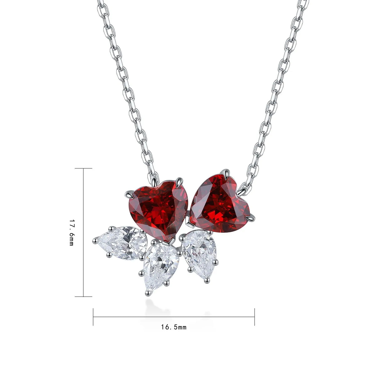 Gemfiori Anster 925 Sterling Silver High-quality Cultivation Lab Grown Ruby Necklace - Suitable for Parties or As a Gift
