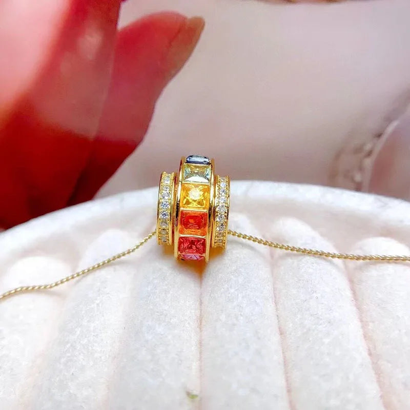 Gioiellieri New Design Rose Gold Plated Natural Fancy Colored Sapphire Fashion 925 Sterling Silver Fine Jewelry Engagement Pendant Necklace