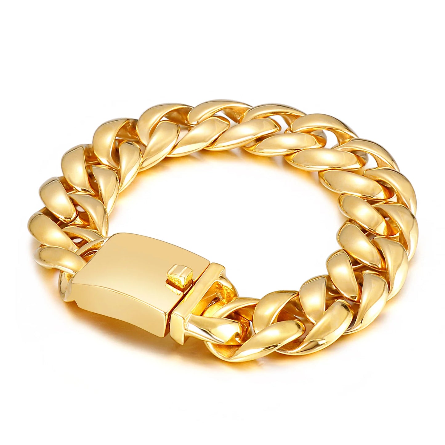 KALEN Charm Stainless Steel Fashion Gold Plated Shiny Male Bracelet