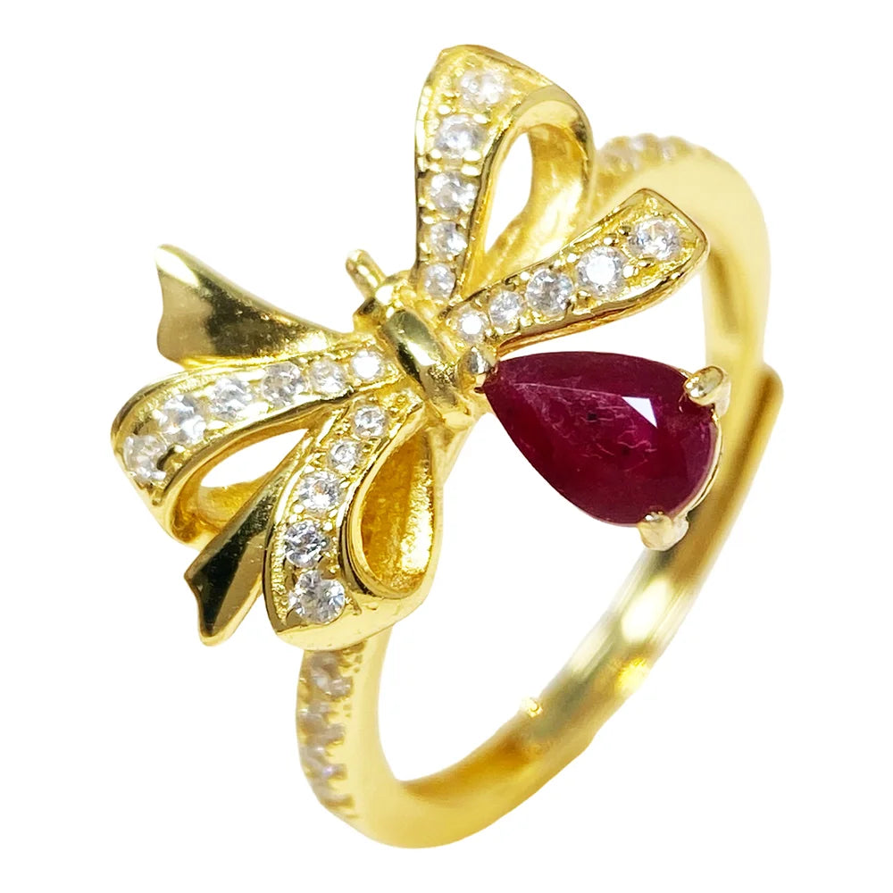 Gioiellieri 925 Sterling Silver Gold Plated Gemstone Ring Natural Ruby Prong Set Certified Engagement Anniversary Parties Everyday Wear Gift