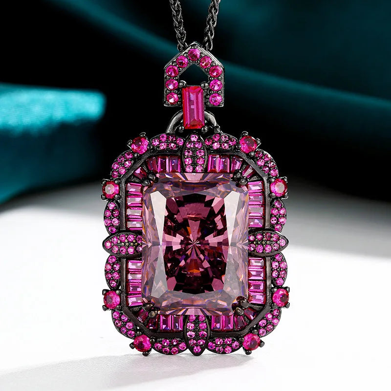 Gemfiori Jewelry Set Women's Retro Style Set Necklace Ring Copper Gold Plated Square Cutting 15 * 20 Wedding Party Zircon