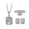 ArtistA Abiding High-end Rhodium Plated 925 Silver Halo Design Fancy Cut Jewelry Set Moissanite Necklace Earrings Ring Set for Women