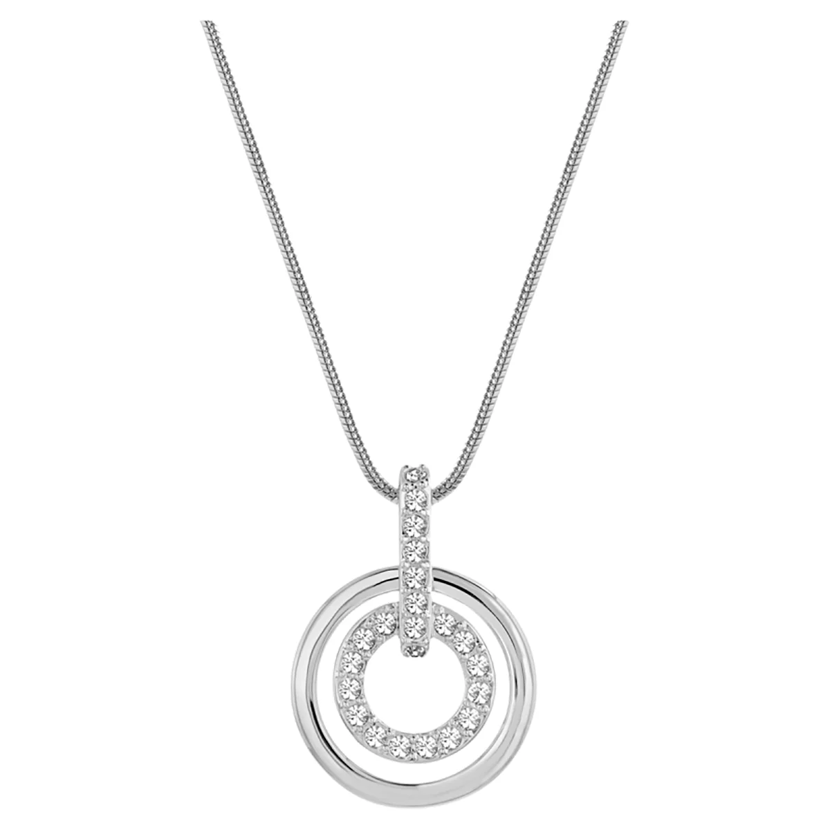 S&S Women Classic Copper Circle Crystal Zircon Pendant Necklace Silver Rose Gold Plated Sparkling Cubic Zirconia Dainty Chain Party