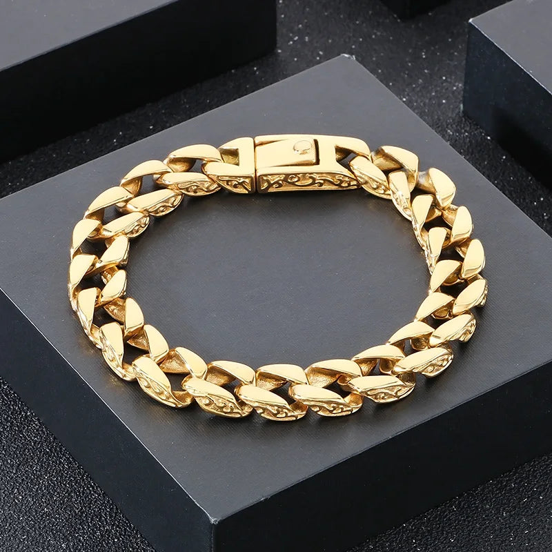 KALEN Polished/Brushed Fashion Bracelets Fine Jewelry Stainless Steel Gothic Links Bracelet