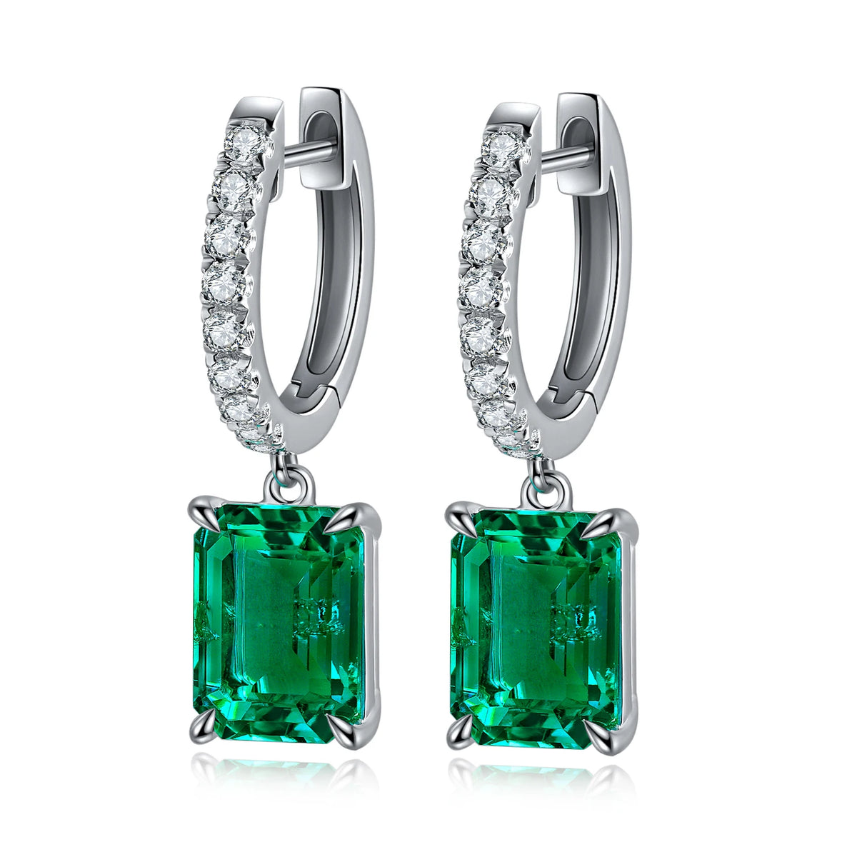 ArtistA Fancy Design Earring Women Jewelry Lab Grown Emerald Gemstone Classic S925 Silver Women Birthday Gift Classic Earring Stud Set