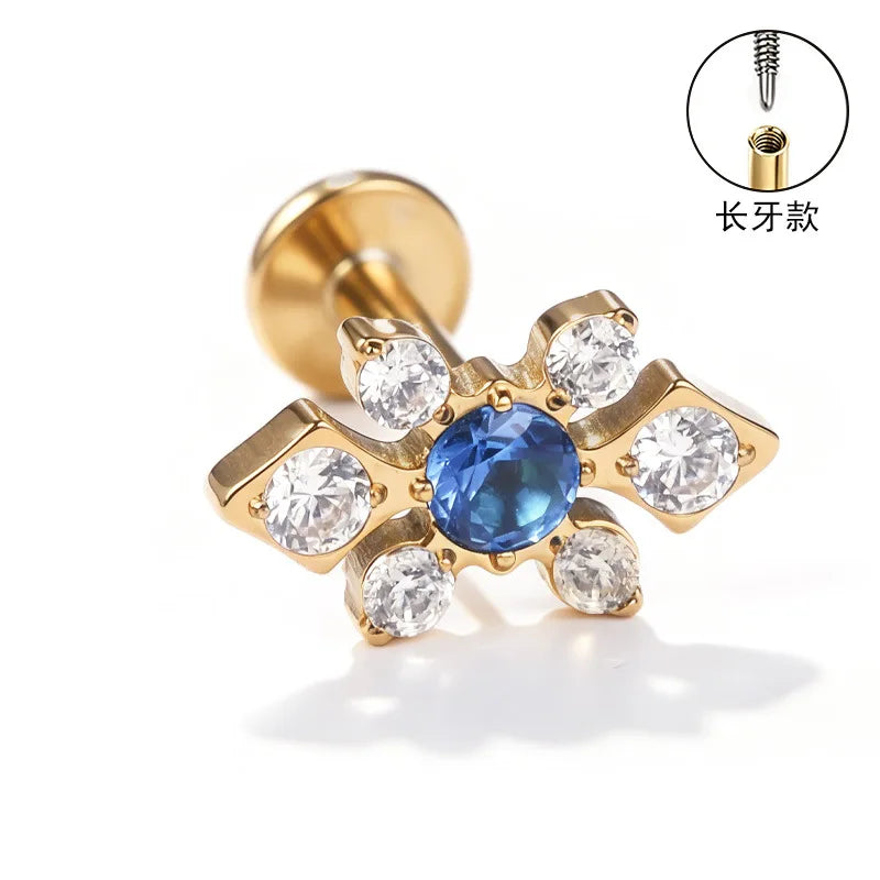S&S ASTM F136 Titanium Zircon Helix Cartilage Stud | Gold | 31 Designs