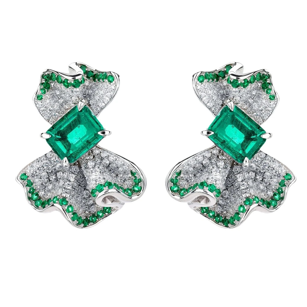 SILVERELLI Grandmother Green Stud Earrings | High Carbon Diamond | S925 Sterling Silver