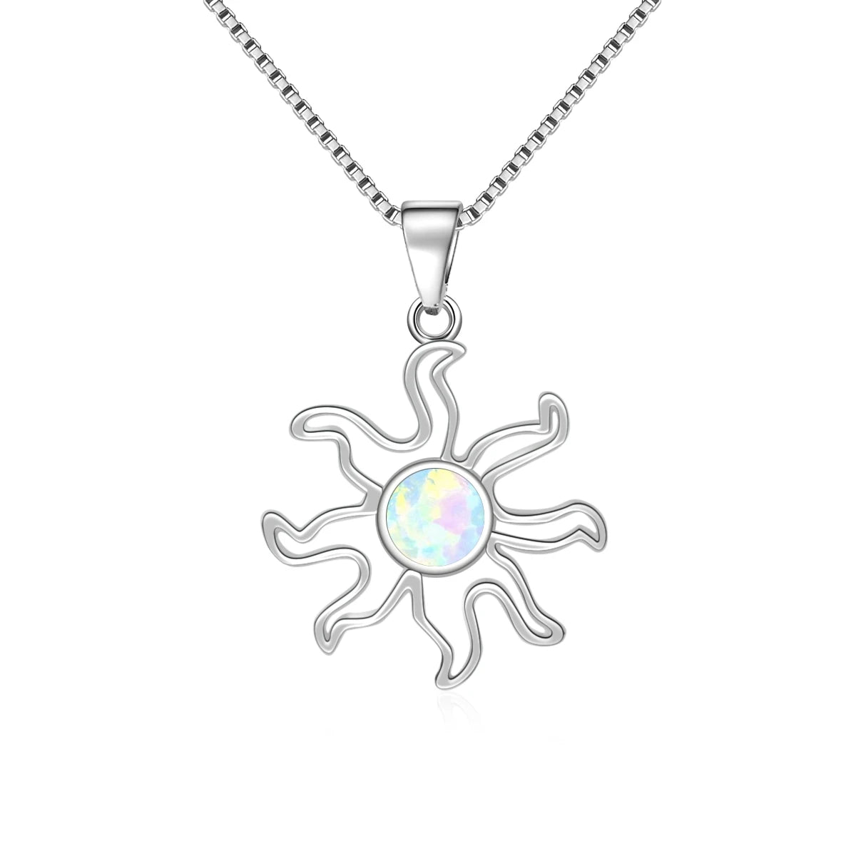 Shimmering Open Frame Necklace Aobao Opal Inlaid Pendant Fashion Jewelry